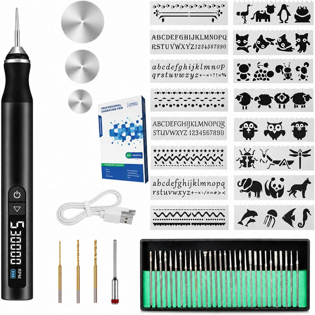 Cordless Engraving Pen with 35 Bits, USB-C Rechargeable for Metal, Wood, and Glass