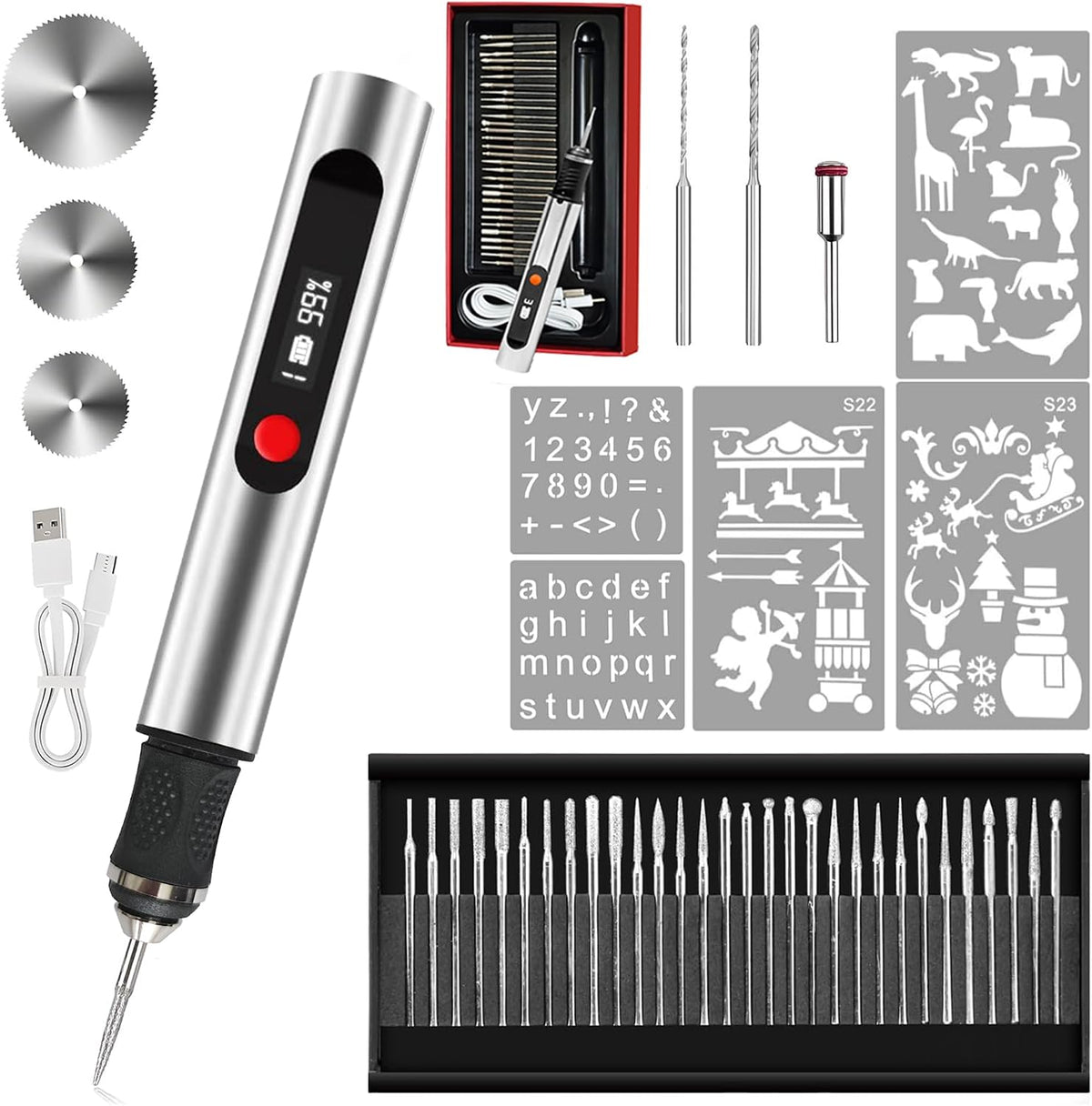Cordless Engraving Pen with 35 Bits, USB-C Rechargeable for Metal, Wood, and Glass