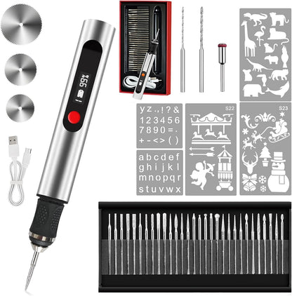 Cordless Engraving Pen with 35 Bits, USB-C Rechargeable for Metal, Wood, and Glass