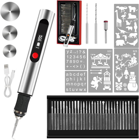 Cordless Engraving Pen with 35 Bits, USB-C Rechargeable for Metal, Wood, and Glass