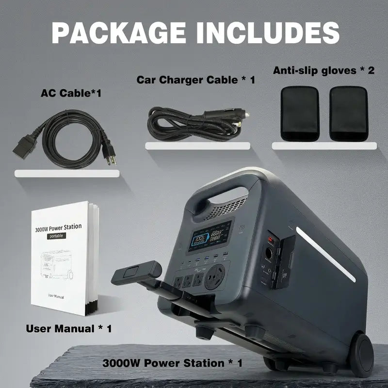 2560Wh LiFePO4 Portable Power Station with 3000W Rated and 5000W Peak Power, 1.6 Hour Fast Charging, 800W Maximum Solar Input, UPS Backup for Home Emergencies and Outdoor RV Applications