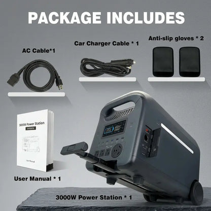 2560Wh LiFePO4 Portable Power Station with 3000W Rated and 5000W Peak Power, 1.6 Hour Fast Charging, 800W Maximum Solar Input, UPS Backup for Home Emergencies and Outdoor RV Applications