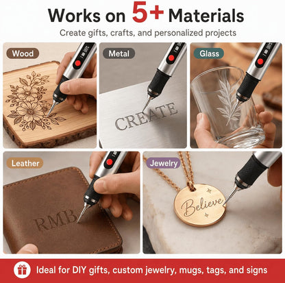 Cordless Engraving Pen with 35 Bits, USB-C Rechargeable for Metal, Wood, and Glass