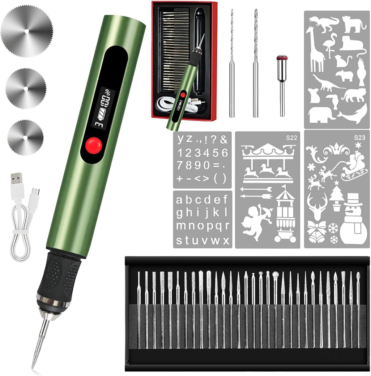 Cordless Engraving Pen with 35 Bits, USB-C Rechargeable for Metal, Wood, and Glass
