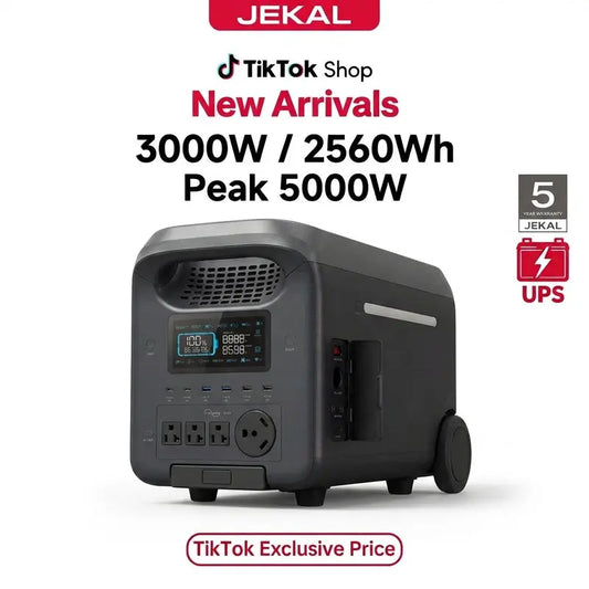 2560Wh LiFePO4 Portable Power Station with 3000W Rated and 5000W Peak Power, 1.6 Hour Fast Charging, 800W Maximum Solar Input, UPS Backup for Home Emergencies and Outdoor RV Applications