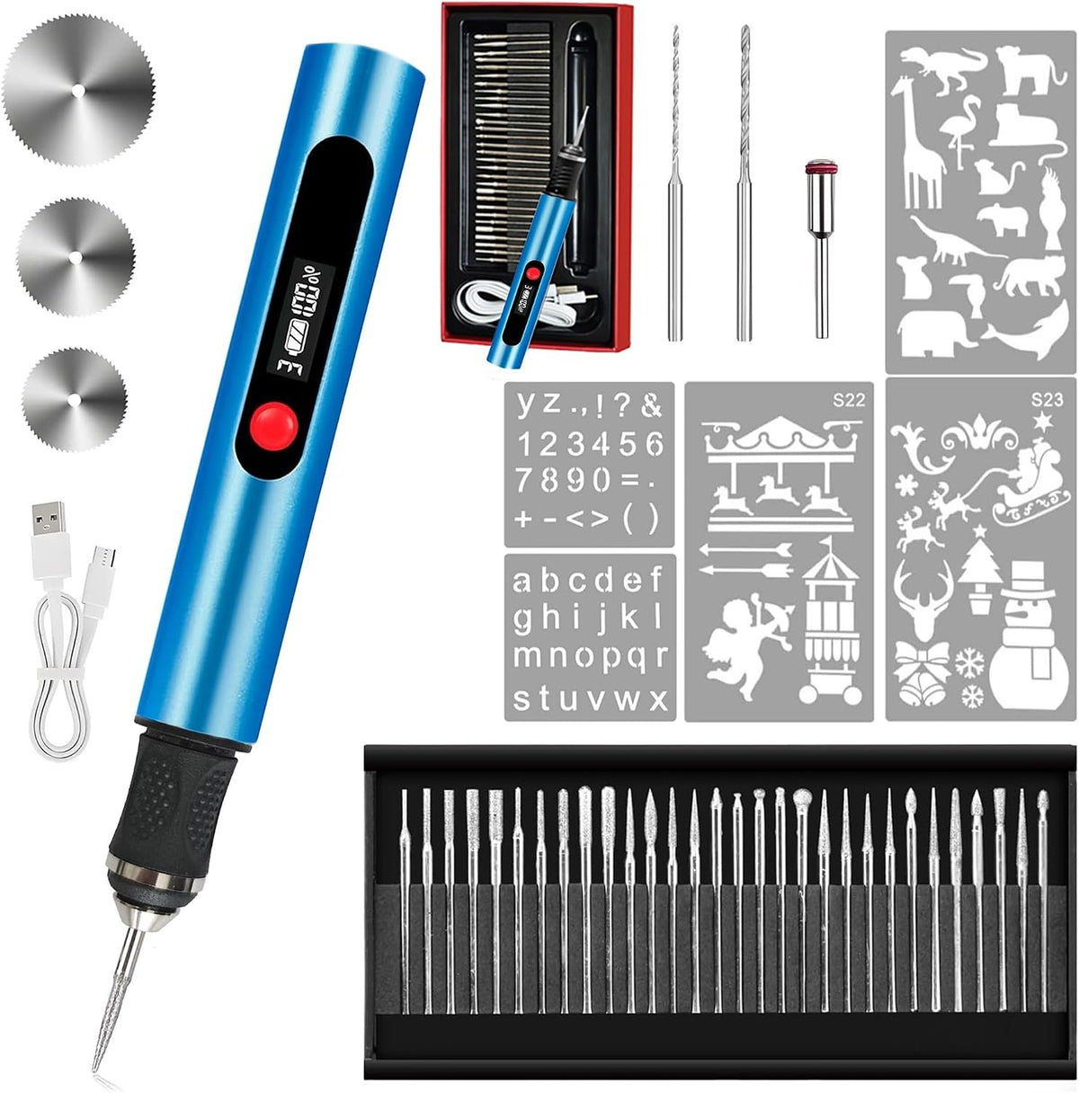 Cordless Engraving Pen with 35 Bits, USB-C Rechargeable for Metal, Wood, and Glass