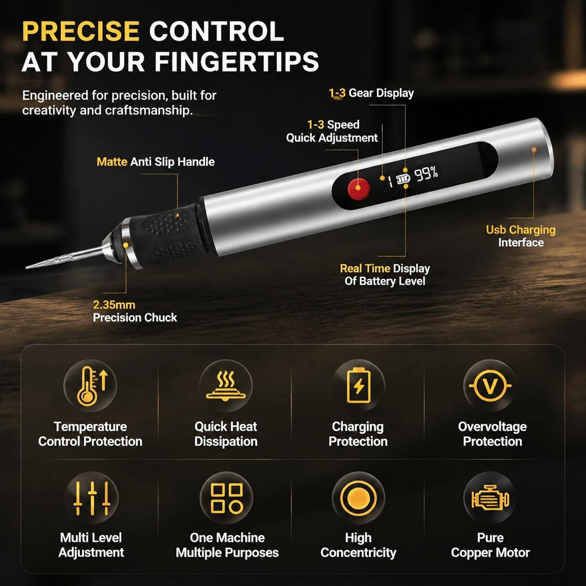 Cordless Engraving Pen with 35 Bits, USB-C Rechargeable for Metal, Wood, and Glass